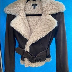 Bebe brown leather jacket ( LN)